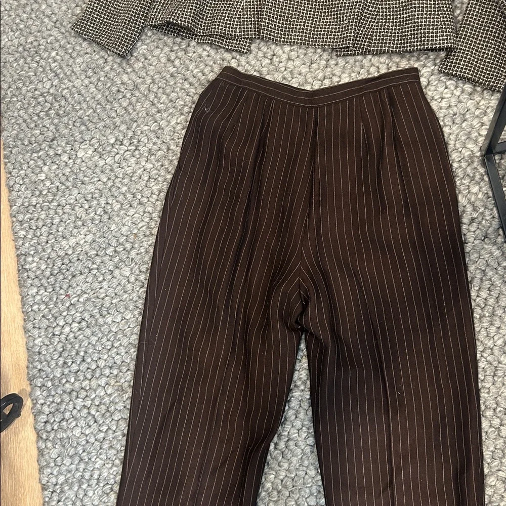 Christian Dior Vintage Chocolate Brown Wool Blend Suit Set Size 12